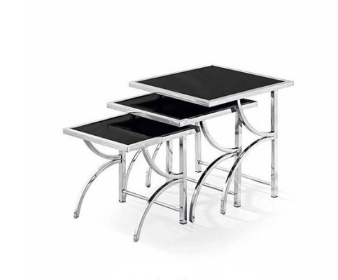 Coffee table stainless steel Design 3x Coffee table Sofa Couch Newspaper Table