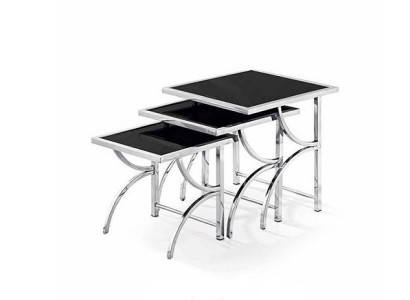 Coffee table stainless steel Design 3x Coffee table Sofa Couch Newspaper Table
