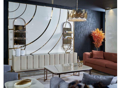 Luxury Furniture Living room Sideboard Wood with Metal new beige Style Modern