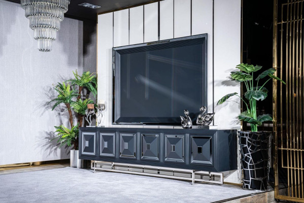Living room TV Wardrobe tv television stander Wardrobe lowboard new Black