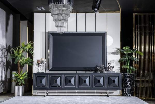 Living room TV Wardrobe tv television stander Wardrobe lowboard new Black
