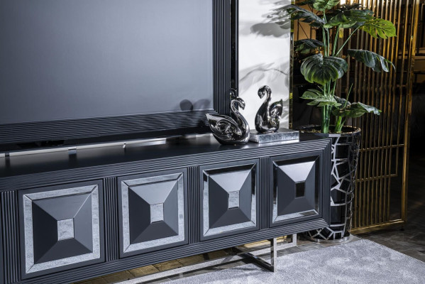 Living room TV Wardrobe tv television stander Wardrobe lowboard new Black
