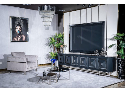Set TV stand Armchair Coffee table Side table Living room 5 pieces gray new