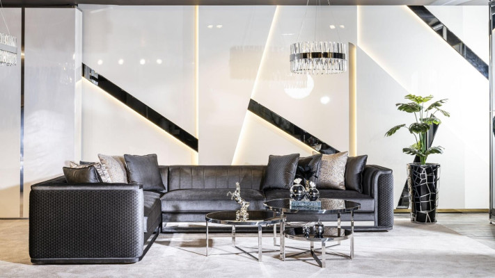 Living room Coffee tables luxury design 3 pieces. Wood gray style modern table
