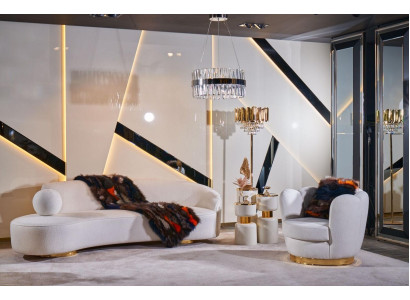 Luxury Sofa White Sofa set Armchair 3+1 Seater Fabric Design Sofas Group