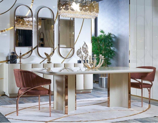 Luxury Tables Dining room Table Dining room Modern Gold stainless steel Immediately