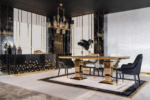 Table Dining table Wood Dining room Suite 4x Chair Set Chairs Black Group