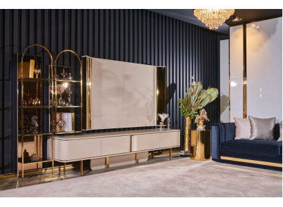 Living room Luxury tv Wardrobe TV-cabinet Furniture Cabinets Wood Lowboard new beige