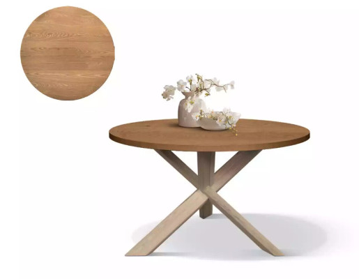 Round Kitchen Dining table Coffee table Color Brown Style Modern Wood 140cm