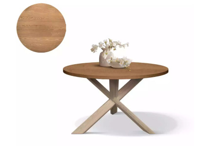 Round Kitchen Dining table Coffee table Color Brown Style Modern Wood 140cm