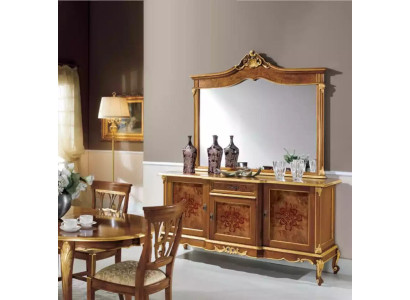 Sideboard set Italian furniture 2 pieces. Solid wood sideboard with mirror