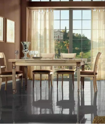 Italian style dining table 4x chairs wood table dining set design 5 pieces