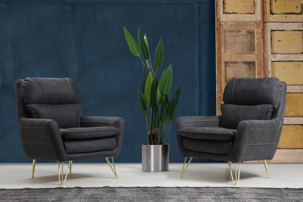 Armchair Seat Seater Design Living room Upholstery Luxury Black Waiting Room