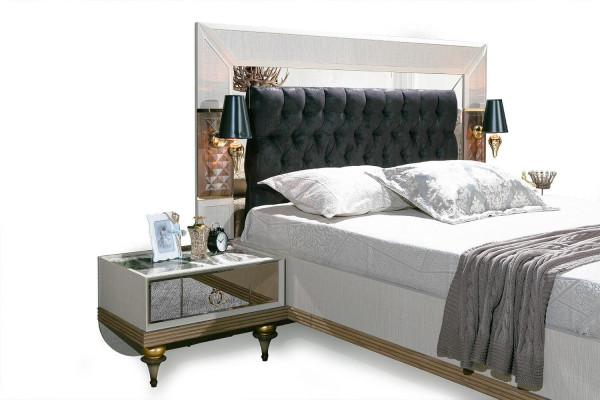 Luxury Bed with Glass Elements Double Beds Bed frame Furniture 180x200