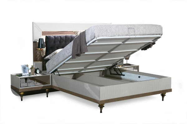 Luxury Bed with Glass Elements Double Beds Bed frame Furniture 180x200