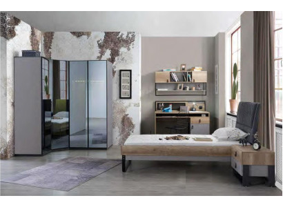 Childrens room Youth Room Set Bed Corner Cabinet Wardrobe Desk Furniture 4pcs