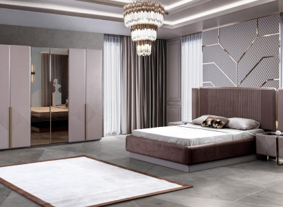 Bed Bedroom Luxury Beds 2x Bedside tables 4-piece Wardrobe Consoles