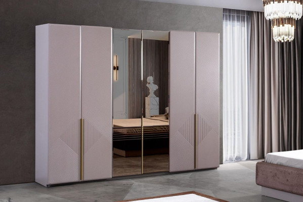 Bed Bedroom Luxury Beds 2x Bedside tables 4-piece Wardrobe Consoles