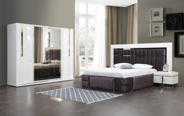 Beautiful 4-piece bedroom set in a modern style and milky white finish