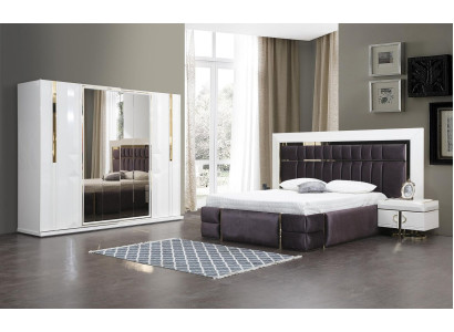 Beautiful 4-piece bedroom set in a modern style and milky white finish
