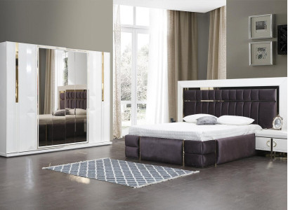 Beautiful 4-piece bedroom set in a modern style and milky white finish