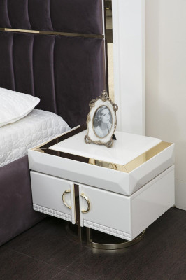Beautiful 4-piece bedroom set in a modern style and milky white finish