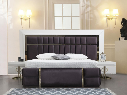 Beautiful 4-piece bedroom set in a modern style and milky white finish