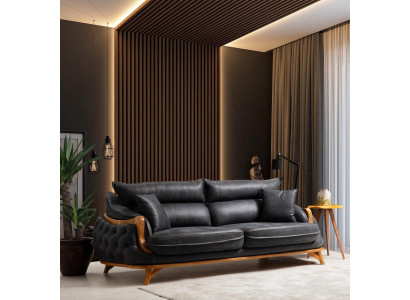 Modern Three Seater Couch Leather Sofas Designs Sofa Black Sofa 3 Seat