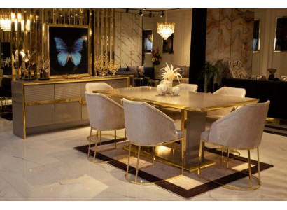 Table Set Suite Dining table 6 Chairs Luxury Style Furniture 8tlg Group Chest of drawers
