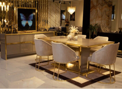 Table Set Suite Dining table 6 Chairs Luxury Style Furniture 8tlg Group Chest of drawers