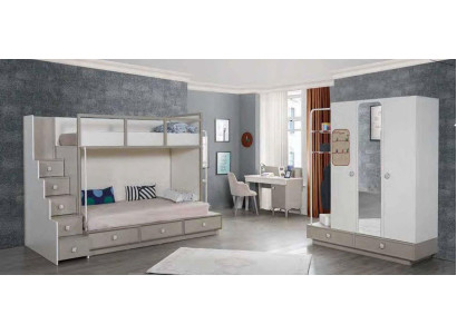 Double bunk bed Bed Bunk Childrens room Loft beds Youth room Loft bed 3pcs.