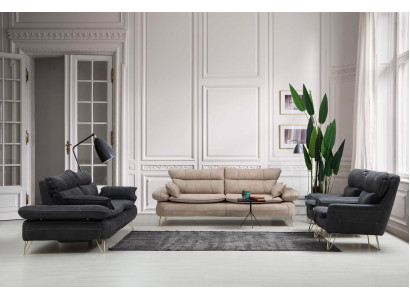 Sofa set 3+3+1+1 Seater Suite Black Sofa Armchair Sofas Set 4pcs