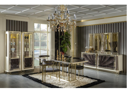 Dining set Set Complete e Suite 4x Chair Group Display case Sideboard 9 pieces