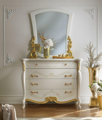 Elegant Style Furniture Bedroom Wardrobe Chest of drawers Classic Sideboard with Mirror