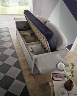 Design Sofa 3 Seater Couch Upholstery Luxury Textile Two Tone Italian Furniture