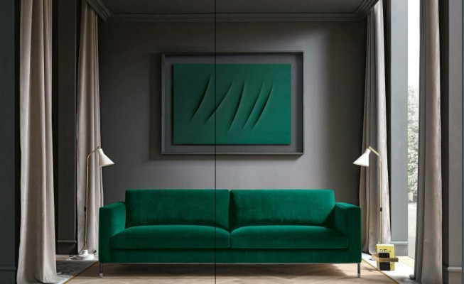 Living room Green Three Seater Fabric Design Couches Upholstery Sofa Sofas Green Furniture