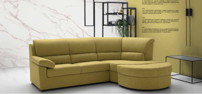 Italy Furniture Textile Yellow Modern Luxury Corner Couch L-shape Noble Modern alfitalia