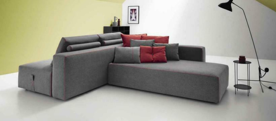 Sofa L-shape Textile Couch Corner upholstered Seat Sofa Living room modern alfitalia