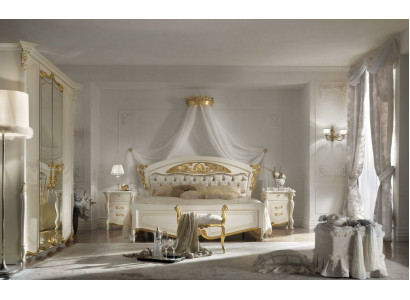 Bedroom Bed Design Beds 4pcs. Set Classic Italy Furniture Bedside table
