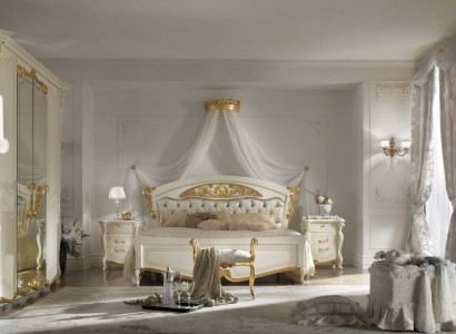 Bedroom Bed Design Beds 4pcs. Set Classic Italy Furniture Bedside table