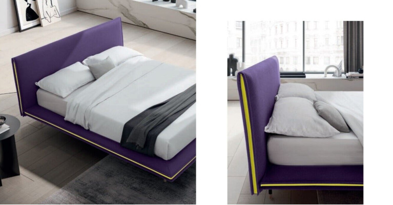 Design Bed 140x200cm Upholstery Luxury Beds Double Hotel Sleep Room Wood new