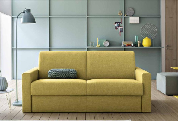 Two-seater designer sofa 2 seater yellow fabric sofa sofa bed Italian furniture