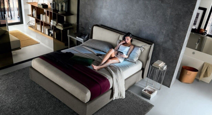 Bed Textile Upholstery Bedroom 180x200 Design Double bed Leather bed Beds new