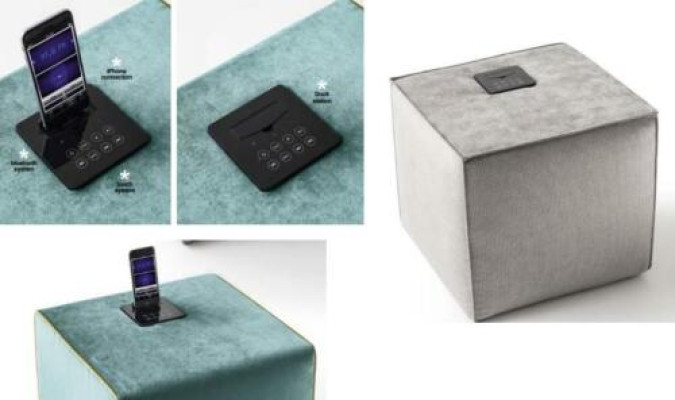 Stool charging station cell phone upholstered stool stool ottoman pouf footstool