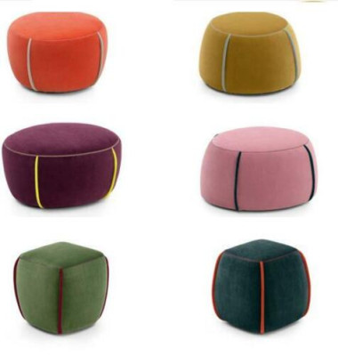 Oval Design Upholstery Stool Footstool Ottoman Seat Textile Padded Pufa