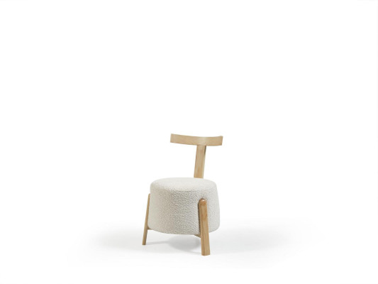 Chair Dining room Upholstered Chair Lounge White Textile Seat Armchair Wood new