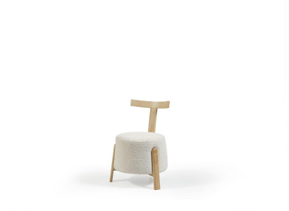 Chair Dining room Upholstered Chair Lounge White Textile Seat Armchair Wood new