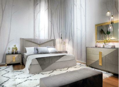 Bedroom Bed 2x Bedside table Beds 3pcs. Set Upholstery Italian Furniture new