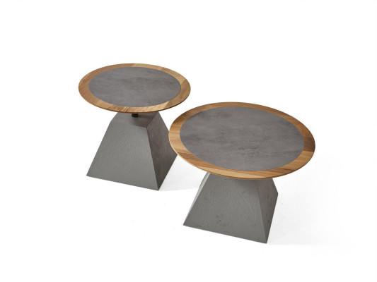 Coffee table Wood Round Side Design Silver Table Furniture Living room