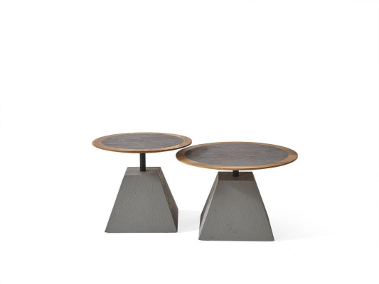 Coffee table Wood Round Side Design Silver Table Furniture Living room